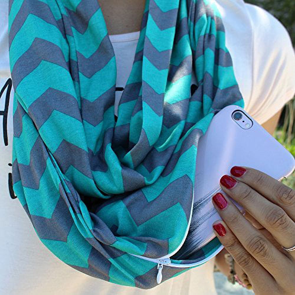 Women's Chevron Patterned Infinity Scarf with Zipper Pocket - image 4 of 8