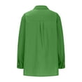 thumbnail image 4 of Linen Shirts for Women Summer Long Sleeve Lapel Button Down Shirt Lightweight Gauze Tops Loose Casual Blouses Clothes Green XXL, 4 of 8