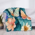 thumbnail image 6 of YFYANG Lightweight Warm Flannel Blanket, Watercolor Butterfly Floral Pattern Throw Blanket for Bed, Sofa, Travel, Camping, 50"x40", 6 of 7