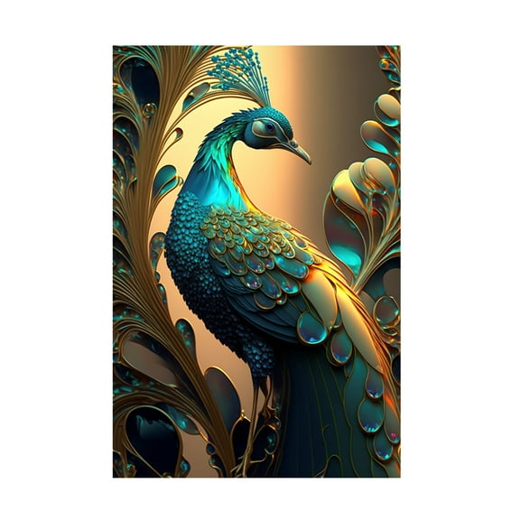 Canvas Wall Art - Ray Heere 'Proud Peacocks 2' Wall Art for Living Room, Bedroom, or Office DÃ©cor by Trademark Fine Art - 12 x 19 Inches