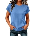thumbnail image 3 of ibuvkizy Womens Hoodless Sweatshirts Cuffed Cap Sleeve Crew Neck Front Kangaroo Pocket Loose Fit Pullover Casual Athletic Workout Layering Tops Solid Colors for Yoga Running,S, 3 of 7