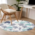 thumbnail image 5 of Teal Blue Coastal Round Area Rug 3 FT, Small Kitchen Bathroom Mat, Sea Turtle Nautical Coral Summer Beach Washable Indoor Outdoor Throw Runner Carpet Doormat for Table Shower Sofa Entryway, 5 of 9