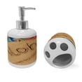 thumbnail image 2 of Ambesonne Aloha Soap Dispenser & Toothbrush Holder Set, Summer Holiday Season Theme, 2 Pcs, Brown and Red, 2 of 6
