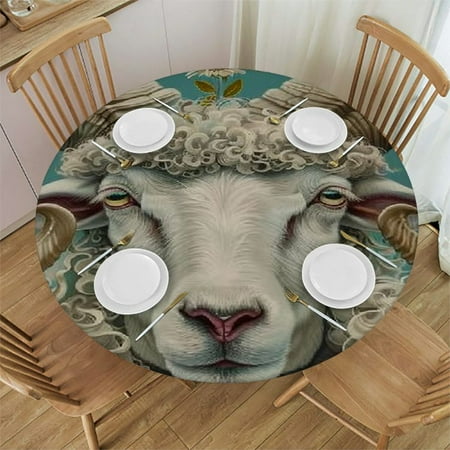 

BCIIG Round Table Cover Stain Resistant Washable - Perfect for Indoor Outdoor Kitchen Dining Wedding Parties - 100% Polyester Waterproof Fabric Outdoor Fitted 46 -50