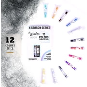 ToysButty Mica Powder Coloring Pigment 12 Set for Epoxy Resin, Soap Making Supplies, Bath Bombs, Wax Candle Art, Lip Gloss, Eye Shadow, Acrylic Paint, Nail Art, Winter Mood in 4 Series