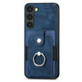 thumbnail image 2 of Feishell for Samsung Galaxy S21 Wallet Case with Elastic Card Holder,Premium PU Leather Shockproof TPU Bumper 360° Rotation Finger Ring Holder Kickstand Anti-Scratch Protective Phone Case,Blue, 2 of 12