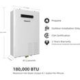 thumbnail image 6 of FOGATTI Propane Gas Tankless Water Heater Outdoor 8.1 GPM 180,000 BTU White Instant Hot Water Heater, 6 of 7