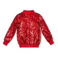 thumbnail image 4 of Lkhaha Girls Boys Sequin Bomber Jacket Sparkly Zip-Up Coat Kids Disco Party Outerwear Red 7-8 Years, 4 of 4