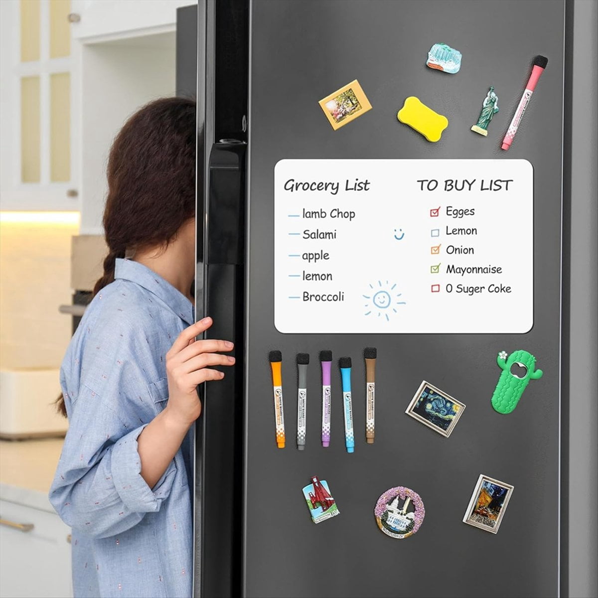 4 PCS Magnetic Dry Erase White Board - Fridge, Wall Magnet Small Whiteboard Stain Technology, 12 X 8 Inches