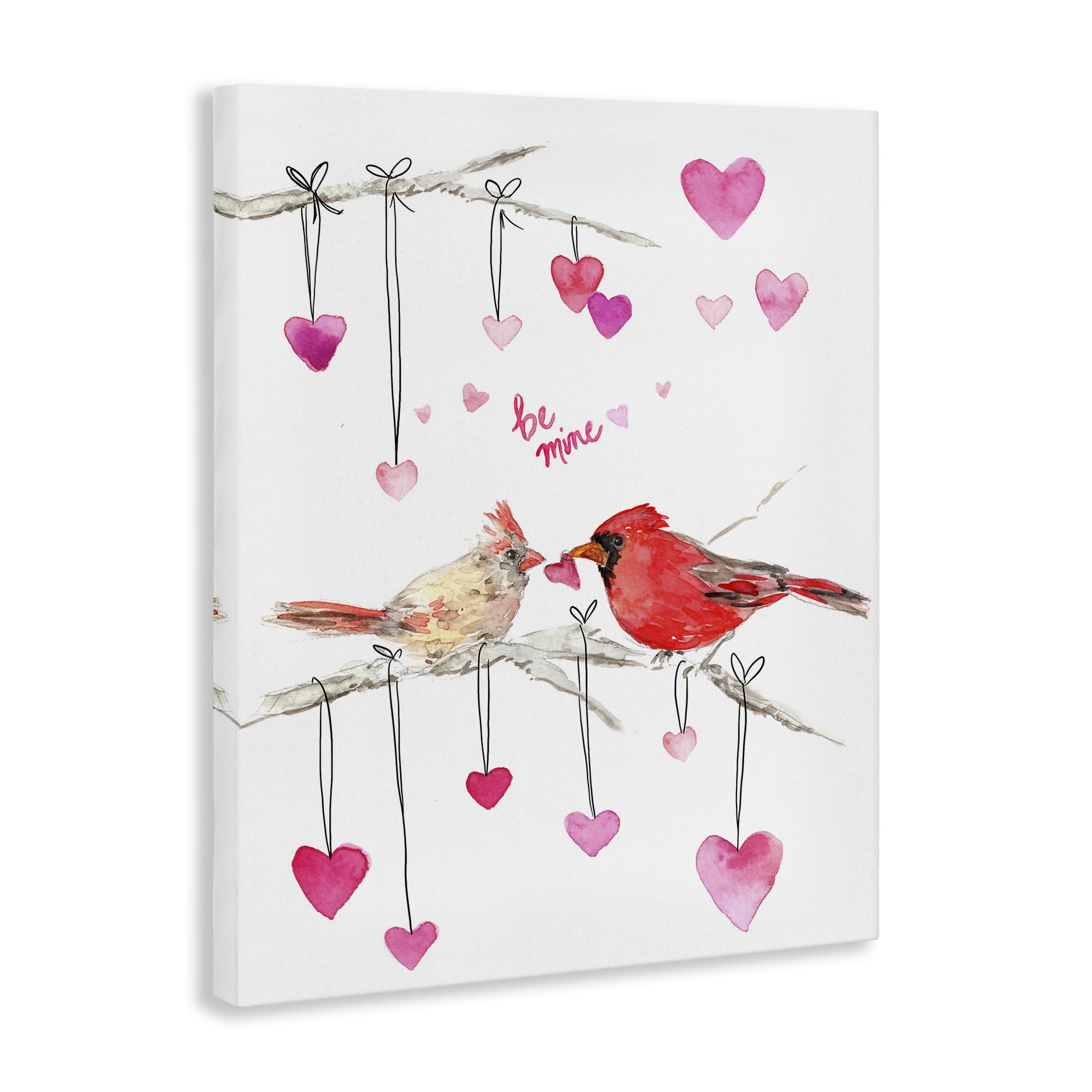 Stupell Industries Be Mine Cardinals Holiday Painting Gallery Wrapped Canvas Art Print Wall Art, 36 x 48