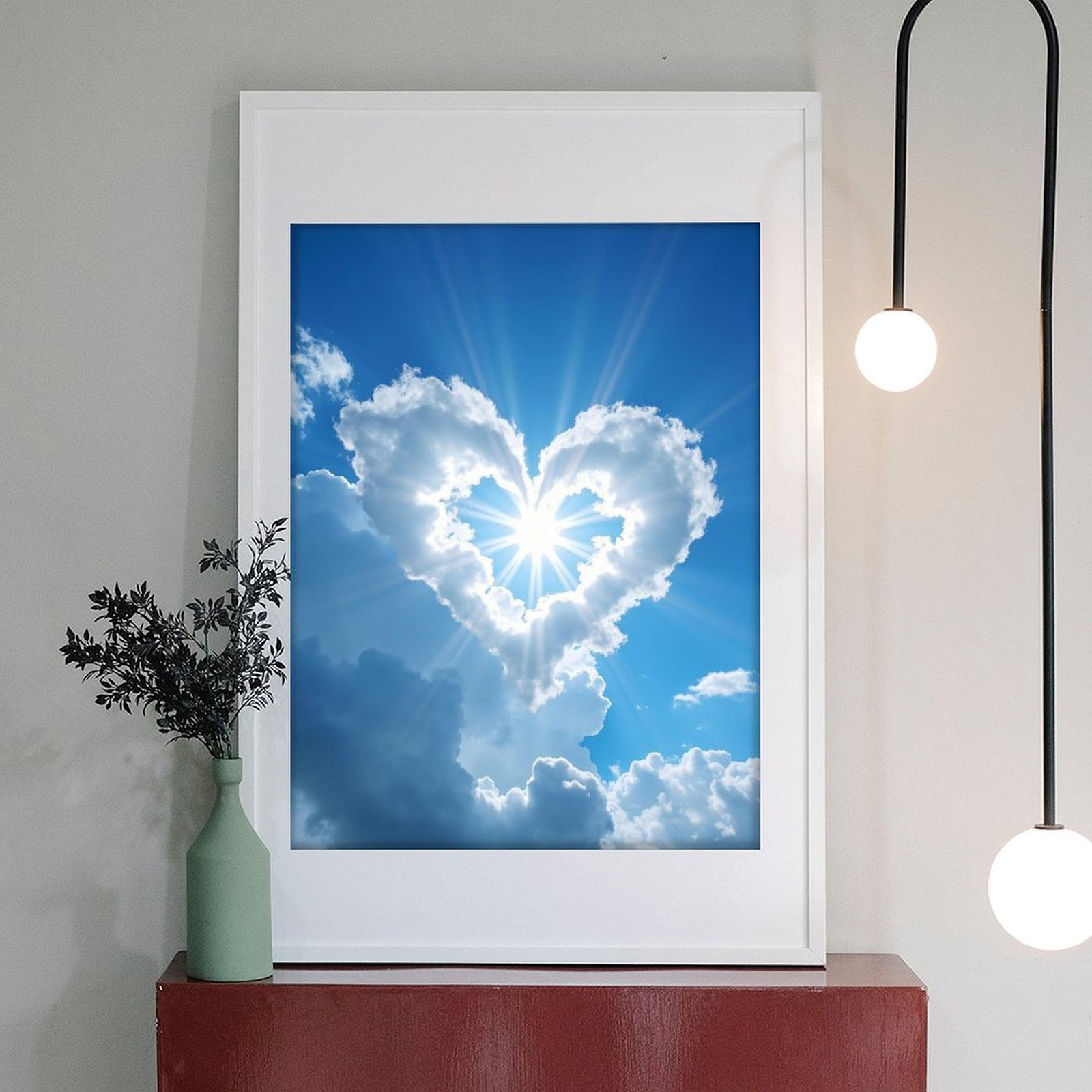 Diamond Art Kit for Adults, Heart Shaped Cloud Sunburst Sky Diamond Painting for Adults Beginners, 5D DIY Diamond Art Painting Kits, Colorful Diamond Painting Craft for Home Decor 12x16