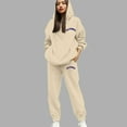 thumbnail image 2 of sususu Two Piece Sets for Women Fall,Fall Clothes Women's Casual Hooded Tracksuit Set Printed Lettering Drawstring Jogger Pants Comfortable Athletic Wear Outfit For Daily Life - Beige, 2 of 4
