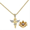 Real Genuine Diamond Praying Hands Angel Charm Pendent Chain Set Small 1.35''