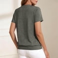 thumbnail image 6 of CYMMPU Women's Summer Solid Color Loose V Neck Short Sleeve T-Shirt, Casual Soft Lightweight Everyday Wear Blouse Gray XXL, 6 of 8