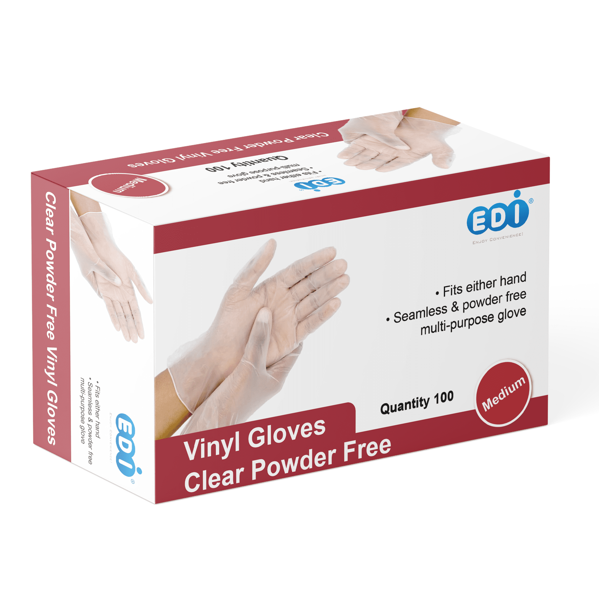 Winco GLFP-M 100-Piece Pack Medium Vinyl Disposable Gloves Powder Free 