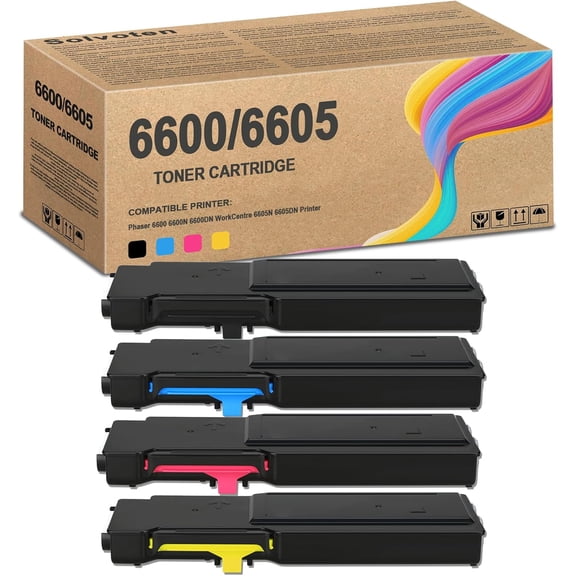 Phaser 6600 WorkCentre 6605 Toner Cartridges High Yield 106R02228 106R02227 106R02226 106R02225 Replacement for Xerox Phaser 6600 6600N 6600DN WorkCentre 6605N 6605DN Printer (4-Pack)