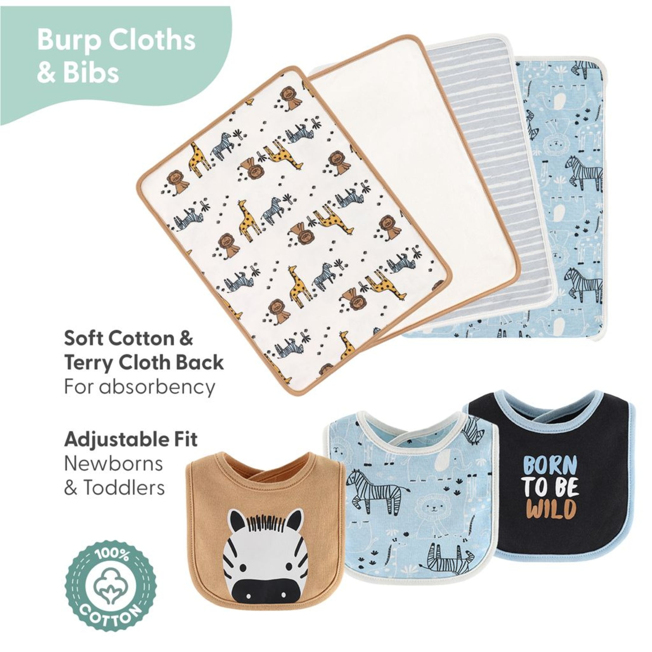 The Peanutshell Newborn Layette Gift Set for Baby Boys, Blue Safari, 30 Essential Pieces, 0-3 Months