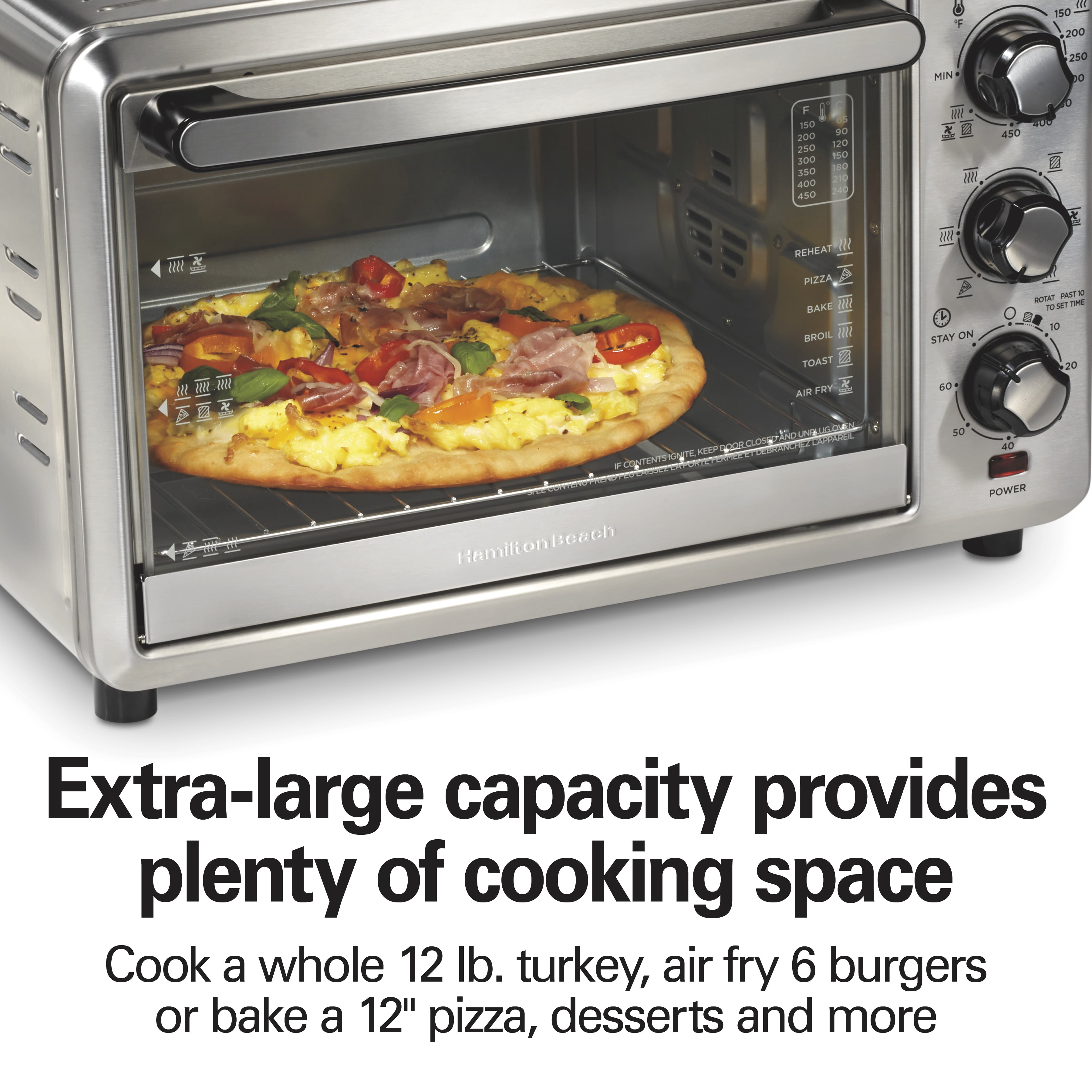 Hamilton Beach Toaster Oven Air Fryer Combo with Large Capacity, Fits 6  Slices or 12” Pizza