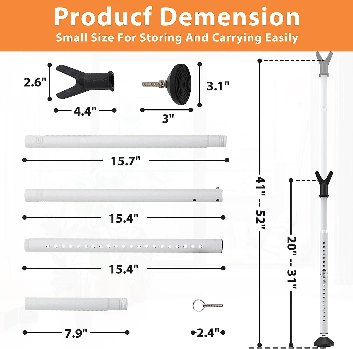Ihomepark Patio Sliding Door Security Bar, White, Adjustable photo 5