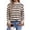 A Khaki, variant on DOKOTOO Pullover Sweaters for Women Casual Loose Long Sleeve Mock Neck Ribbed Jumper Sweaters Chunky Knit Baggy Fall Striped Sweater Top Size Large US12-14