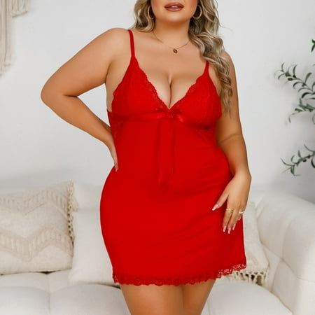 

Lenago Sexy Lingerie for Women Ladies Fashion Sexy Lingerie Color Lace Hollow See-through Large Size Sexy Lingerie Nightdress Thong Suit Lounge Nightwear