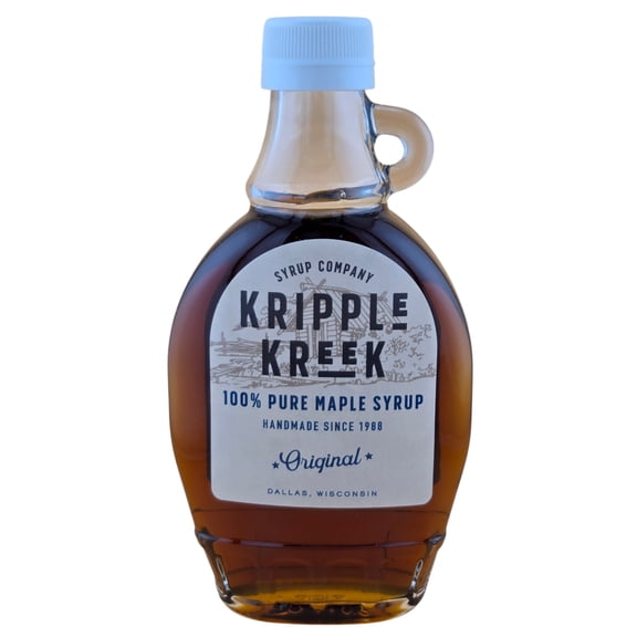 Kripple Kreek 100% Pure Maple Syrup, Small Batch Wisconsin Maple Syrup, 8 oz Glass Bottle (Half Pint)