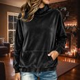thumbnail image 5 of XUNKUSGA Mock Neck Sweatshirt Soft Velvet Sweatshirt for Women Casual Loose Pullover Top Classic Solid Color Long Sleeve Warm Fall Winter Tops for Women with Pockets M, 5 of 8