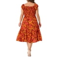 thumbnail image 3 of Agnes Orinda Women's Plus Size Dresses Square Neck Short Sleeve Smocked Flowy Summer Midi Dress 2X Brick Red, 3 of 6