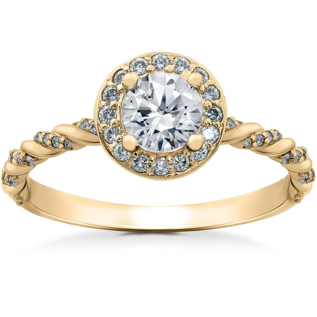 1 ct Lab Grown Diamond McKenna Halo Engagement Ring & Matching Band 14k Gold