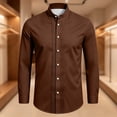 thumbnail image 5 of Ytobaz Dress Shirt for Men Long Sleeve Button Down Casual Tuxedo Shirts with Pleated Front Wrinkle Free Classic Fit Band Collar Tops for Wedding Party Banquet Business, 5 of 5