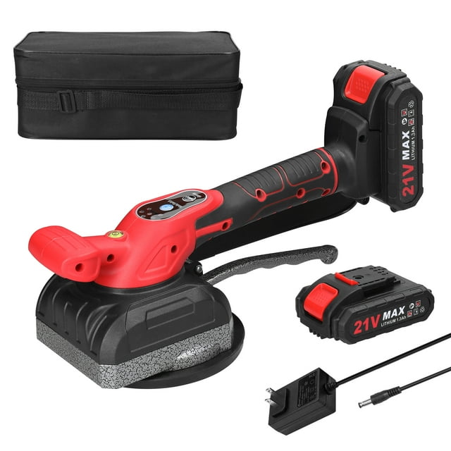 Mistaha 21V Lithium Ceramic Tile Paving Machine Electric Vibrating Tool with Smart Wireless Lithium Battery, Adjustable Handle for Easy Tile Positioning - 110V US Plug