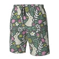 thumbnail image 4 of Fuzoiu Retro Bunny Floral Print Men's Beach Shorts,Men's Swim Trunks,Quick Dry Board Shorts with Pockets,Men's Bathing Suits for Surfing, Running, and Casual Wear-Large, 4 of 6