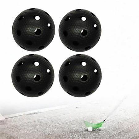 GARENDE 4 Pieces Floorball Balls Competition Balls Portable Replacement Unihockey Balls Floorballs for Gym Sports Practicing Training Black