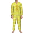 thumbnail image 3 of Lsque Gold Pineapple Pattern Long Sleeve Pajama Set for Men - Soft 2-Piece Sleepwear and Loungewear Set with Pockets, Comfy Nightwear-Small, 3 of 7