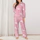 thumbnail image 2 of Balery Pink Flamingos and Flowers Conjunto de Pijama con Estampado para Mujer, Conjunto de Dos Piezas con Manga Larga, Ropa de Dormir Suave con Bolsillos, Pijamas Cómodos-Medium, 2 of 7