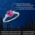thumbnail image 2 of Gem Stone King 10K White Gold Pink Created Sapphire and White Topaz 3-Stone Ring for Women | 1.93 Cttw | Oval 8X6MM | Gemstone September Birthstone | Size 8, 2 of 6