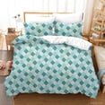 thumbnail image 1 of 3D Abstract Green Geometric Pattern Quilt Cover Set Bedding Set Duvet Cover, 1 of 3