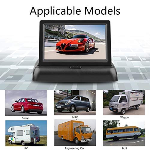 Pantalla de Monitor de Coche para Cámara de Coche Cámara de Respaldo, Monitor LCD Plegable de 4.3 Pulgadas, Pantalla de Monitor de Vista Trasera con Alta Resolución, Ajuste para Camioneta/Sedán/MPV/Wa