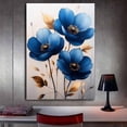thumbnail image 3 of Mudket Blue with Gold Leaves on Light Background Canvas Wall Art, Framed Ready to Hang, Minimalist Floral Wall Decor for Living Room Bedroom Office, Neutral Botanical Artwork - 12"L x 8"W, 3 of 10