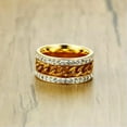 thumbnail image 6 of 11mm Gold Plated Spinner Chain AAA CZ Band Men's Stainless Steel Ring Size 7-12, 6 of 6