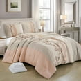 thumbnail image 2 of Chezmoi Collection Everly California King Bed in a Bag 7-Pieces Luxury Blush Taupe Cherry Blossom Floral Embroidery Comforter Set with Sheets All Season Bedding Set, California King, 2 of 10