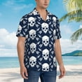 thumbnail image 3 of Pofeuu white arrow Skull Print Hawaiian Shirt for Men Sleeves Casual Button Down Summer Beach Dress Shirts T-Shirts,, 3 of 7