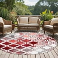 thumbnail image 5 of Red Morocco Round Area Rug 5 FT, Non Slip Bedroom Area Rug, Rustic Country Smear Street Mottled Art Washable Soft Circular Carpet Non-Shedding Floor Mat for Kitchen Dining Room Foyer Balcony Dorm, 5 of 9