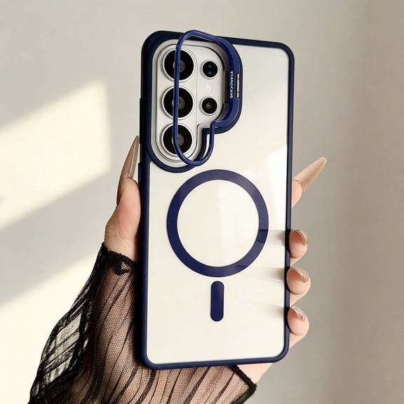 Magnetic Case for Samsung Galaxy S26 [Compatible with Mag-Safe] With Buil-in Camera Ring Kickstand, Anti-fall Clear Cover Drop Shockproof Protective Ultra Slim Phone Case Cover,Darkblue