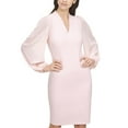 thumbnail image 2 of Vince Camuto Women's Long Sleeve V Neck Stretch Crepe Bodycon Dress Blush Size 0, 2 of 4
