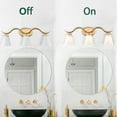thumbnail image 5 of Moose Bergamo 3-Light Brass Bathroom Light Fixture with Frosted Glass, 5 of 7