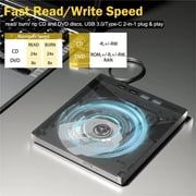External CD DVD Drive with 4 USB Port and TF/SD Card Slot CD/DVD Burner Writer Reader Player Compatible with Windows Linux MacOS