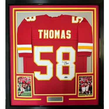 Framed Facsimile Autographed Derrick Thomas 35x39 Kansas City Red Reprint Laser Auto Football Jersey