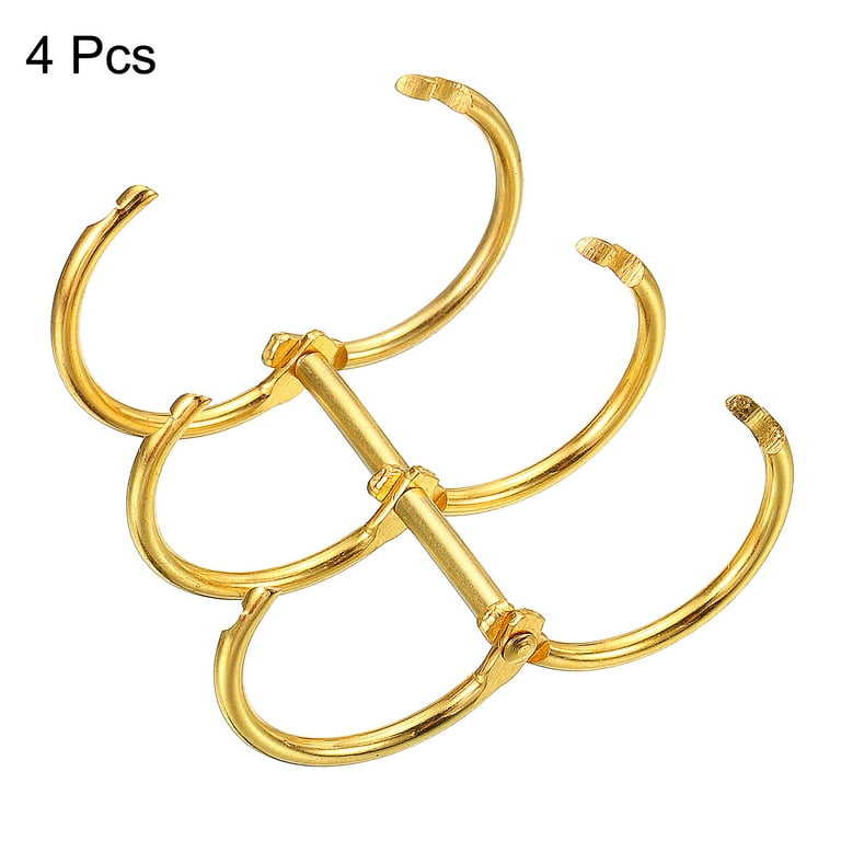 Uxcell 1 inch Dia 3 Circle Detachable Metal Binder Rings Loose Leaf Rings Gold Tone 4 Pack, Size: 25.5mm/1