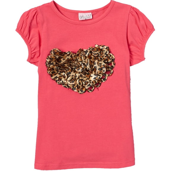 Wenchoice Hot Pink Leopard Heart Tee Girl's M(3T-4T)